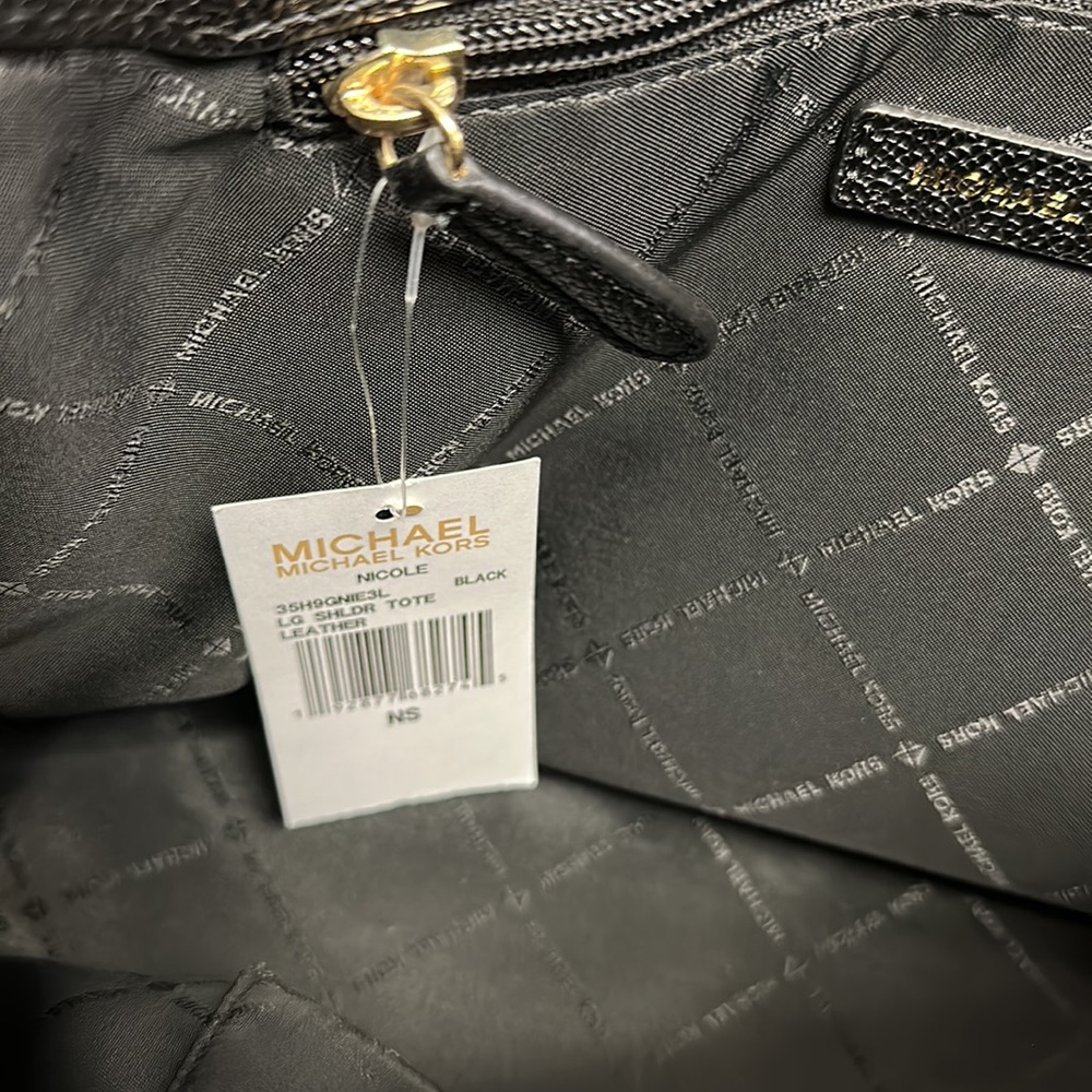🔥🔥🔥NEW Michael Kors Nicole Large Black Leather Shoulder Bag Tote - Picture 7 of 16